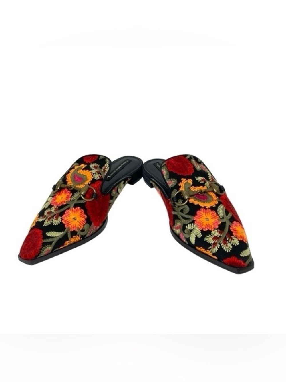 TSURU by MARIKO OIKAWA Embroidered Horsebit Mules Slides - Size 38 / 8 womens